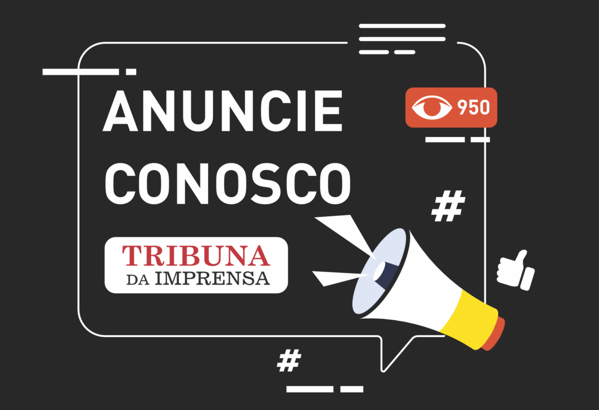 Anuncie conosco com grafismo sobre o anúncio da Tribuna da Imprensa